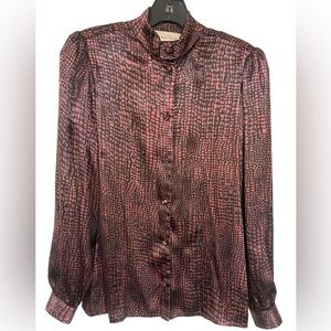 Oscar De La Renta vintage black and purple silk blouse